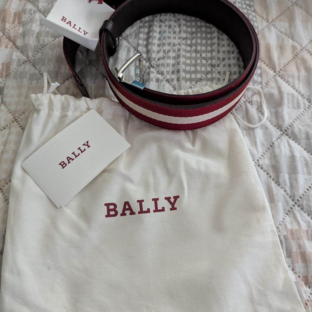 Bally Burgundy and White Belt - Picture 2 of 4